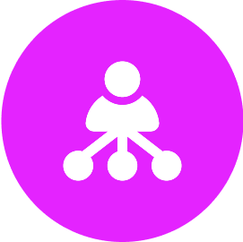 Icon of person with connected nodes.
